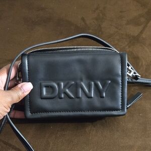 DKNY Black Leather Compact Crossbody